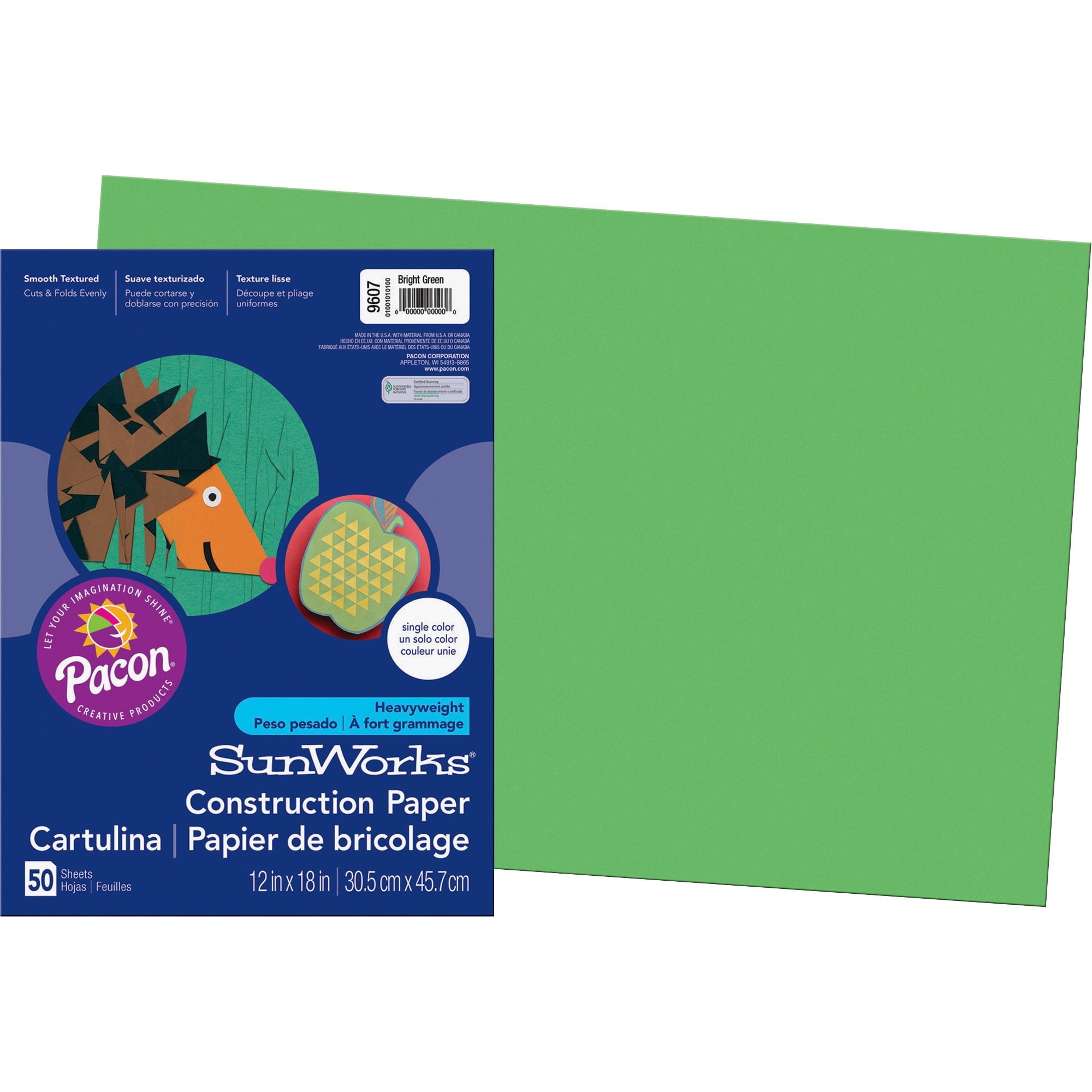 SunWorks, PAC9607, Construction Paper, 50 / Pack, Brite Green Walmart