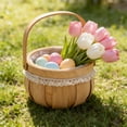 thumbnail image 4 of Easter Flower Basket Handmade Wicker Flower Arrangement Gift Spring Holiday Party Home Wedding Decor Packaged Design, 4 of 6