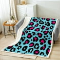 thumbnail image 2 of YST Blue Pink Leopard Print Throw Blanket for Couch Cheetah Print Fleece Blanket, Wild Animal Sherpa Blanket Safari Wildlife Blanket, Modern Abstract Bed Blanket, 2 of 6
