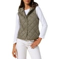 thumbnail image 1 of Chaleco acolchado sin mangas con capucha ligero para mujer, con botones, talla XL, gris, 1 of 6