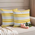 thumbnail image 2 of Ginger Yellow Stripes Outdoor Waterproof Pillow Covers, Modern Minimalist Horizontal Lines Decorative Square Throw Pillowcase Sofa Cushion Sham for Patio/Couch/Chair, 18"x18" 2 Pack, 2 of 8