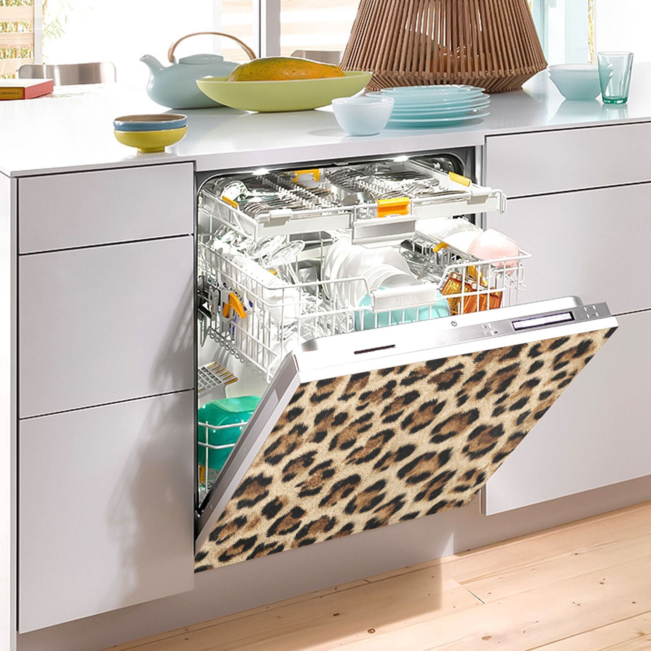 Dishwasher Sticker Magnetic Dishwasher Sticker Magnetic Decorative Sticker Refrigerator Sticker Dishwasher Decorative Stickers Leopard Pattern