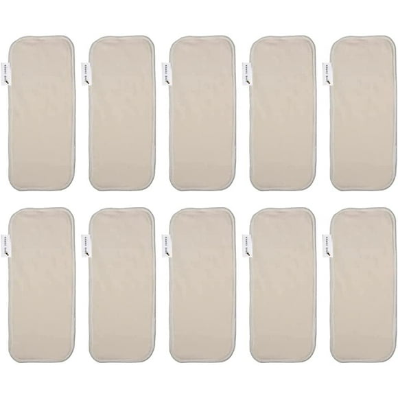 KaWaii Baby Inserts de Couches en Bambou, Bambou à 5 Couches, Sans Microfibre Ni Molleton, Coussinets Rehausseur Réutilisables pour Couches en Tissu Taille Unique - Lot de 10