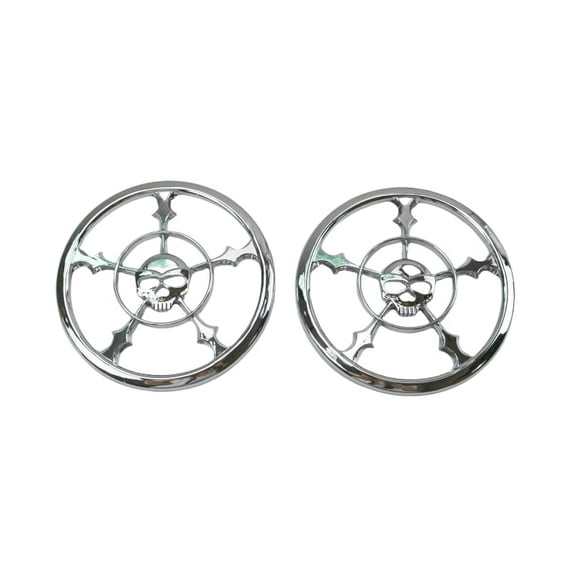 Motorcycle Chrome Skull Speaker Trim Grill Cover For Harley Touring Electra Street Trikes 2014-2022