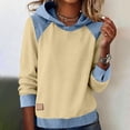 thumbnail image 2 of AnuYalue Denim Long Sleeve Sweatshirt Long Sleeve Hooded Pullover Top Casual Patchwork Soft Lightweight Hoodie Shirt, 2 of 6