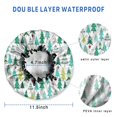 thumbnail image 3 of Shower Caps,Green Christmas Tree Pattern Waterproof Shower Cap for Women 4 Pieces,Double Reusable Hair Cover for Shower PEVA Elastic Stretch Hem, 3 of 7
