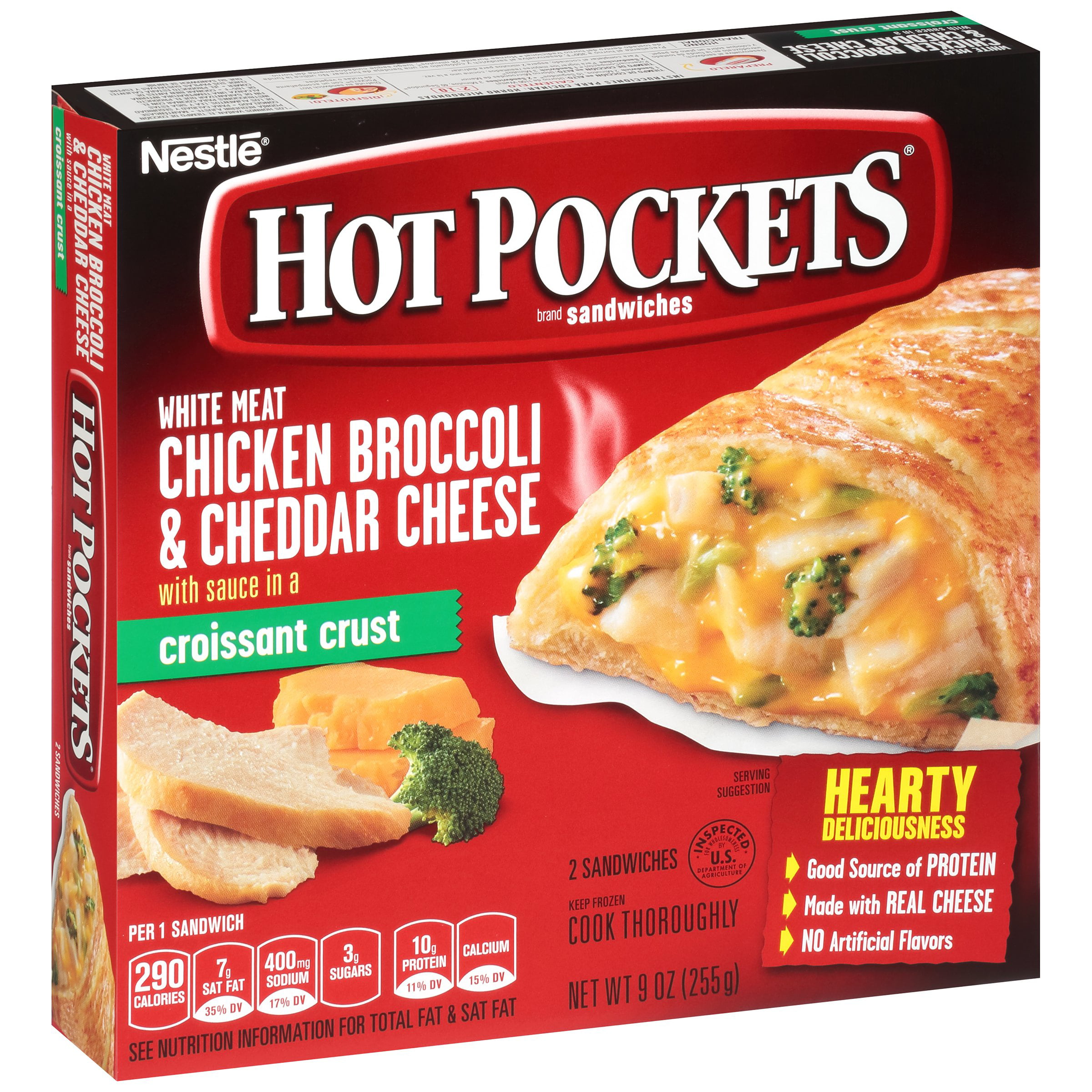 HOT POCKETS Chicken Broccoli & Cheddar Frozen Sandwiches 2 Ct Box. 