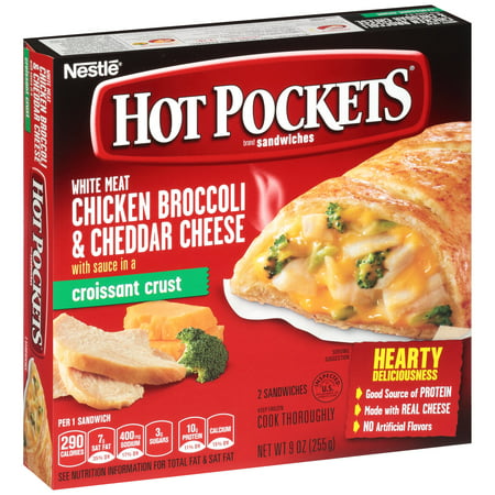 HOT POCKETS Chicken, Broccoli & Cheddar Frozen Sandwiches 2 ct Box.