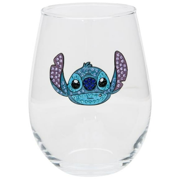 Rhinestone Face Stemless Wine Glass, Clear