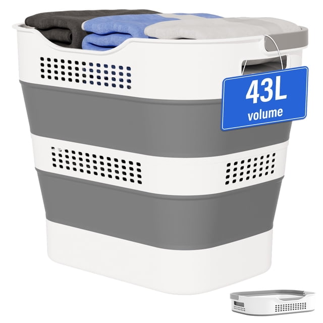 Cesta de ropa OOAMBB 43 L plegable con asas (gris)