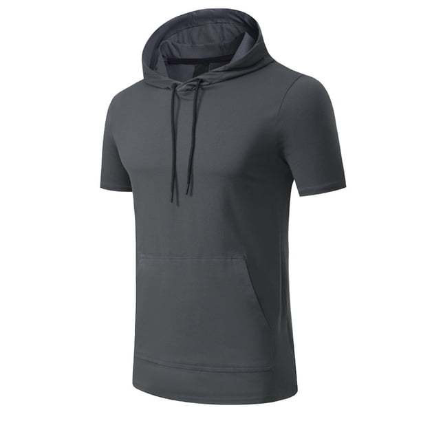 Camiseta ligera con capucha para running y fitness para hombre - Manga corta, secado rápido, deportiva/ocio, tallas S-XXXL