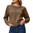 thumbnail image 6 of BRGZLK Crewneck Sweatshirt for Women Stylish Raglan Sleeve Crop Tops Soft Lightweight Casual Pullover Top 2026 Fall Clothes Coffee M, 6 of 7