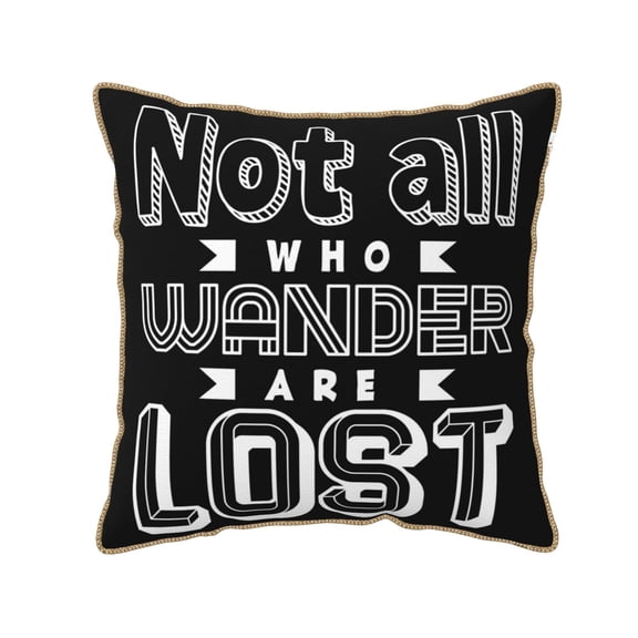 Xecao Not All Who Wander Are Lost 2 Print Soft Velvet Decorative Throw Pillow Covers, Square Cushion Cases for Bed, Sofa, Living Room, Car, and Indoor Outdoor Use-16"x16"