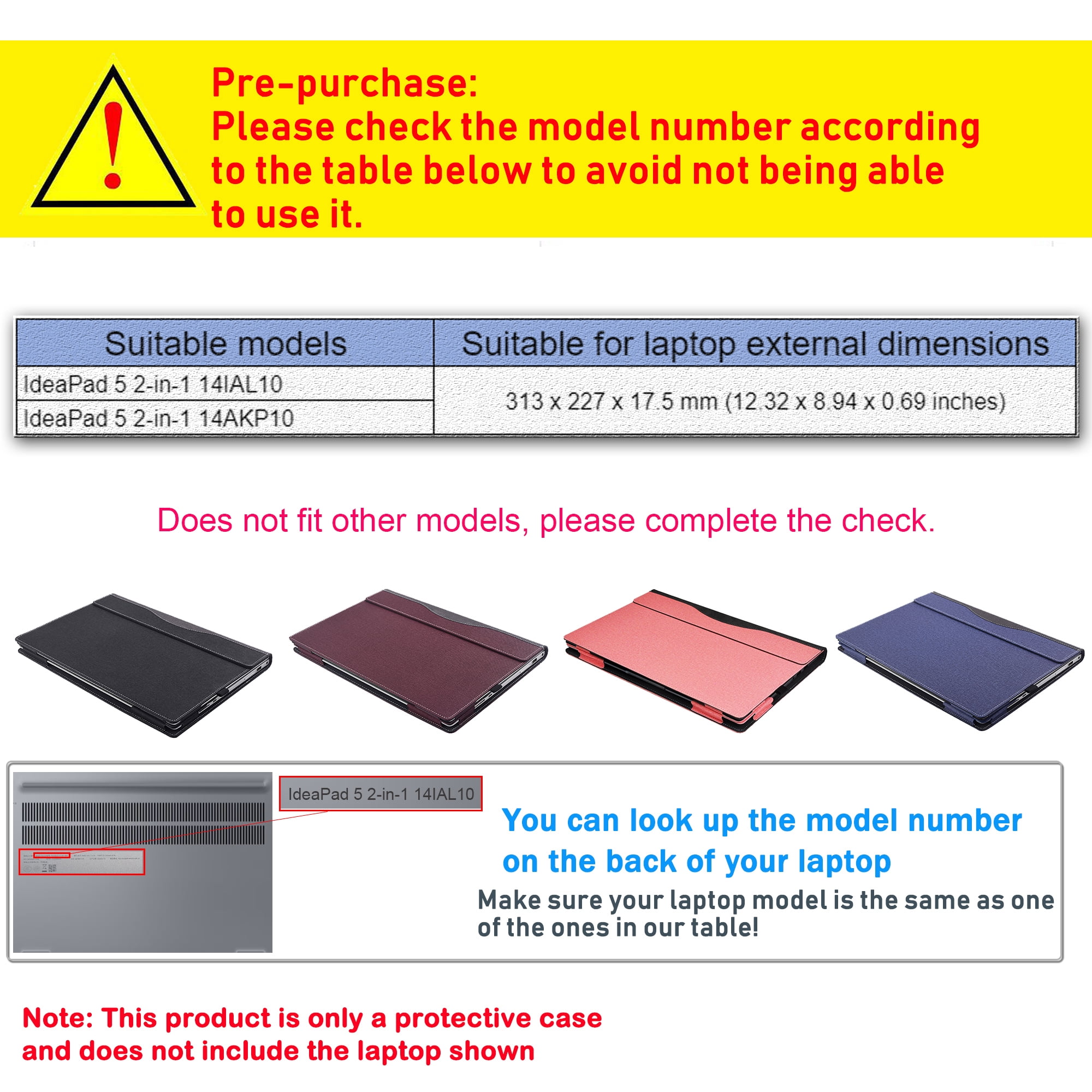 Laptop Case Cover for Lenovo IdeaPad 5 2-in-1 14IAL10 /14AKP10(not for Gen9) 14 inch Notebook PC Sleeve,PU leather Protective Shell Bag accessories