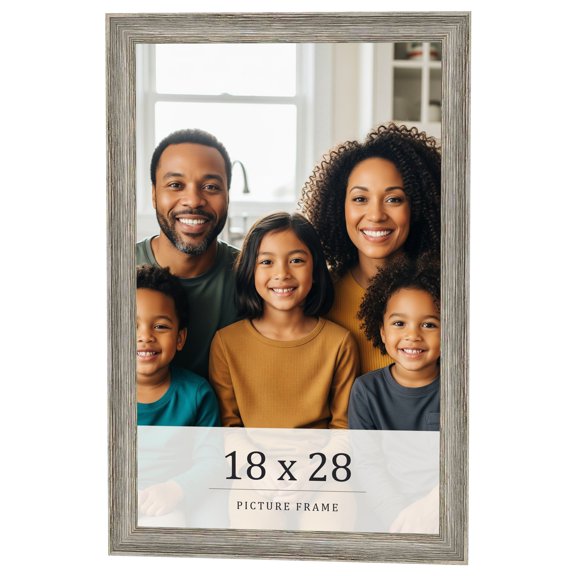 18x28 Frame Grey Solid Wood Picture Frame Width 1 Inches | Interior Frame Depth 0.5 Inches |