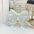 thumbnail image 4 of Christmas Bows, Christmas Tree Decorations, Powder Glitter Ribbon Bow Ornaments for Christmas Tree, Polyester White Oversized Soft Fabric Bow 21x24cm Durable Festive Holiday Decor, 4 of 6