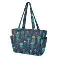thumbnail image 2 of FORMRS Tote Bag for Women Quilted Large Capacity Travel Work Carry On Shoulder Handbag, Green Jellyfish Pattern, 2 of 7