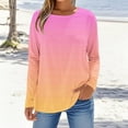 thumbnail image 2 of YUGYXL Long Sleeve Gradient Tunic Tops for Women Trendy Loose Crew Neck Blouse Fall Winter Casual Basic Tee Shirts Orange L, 2 of 5