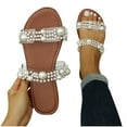 thumbnail image 4 of hopeusnice Women's Open Toe Flat Sandals with Faux Pearl Lightweight Slip-on Casual Beach Shoes Summer Comfortable Roman Slippers for Walking and Party Brown 42, 4 of 6