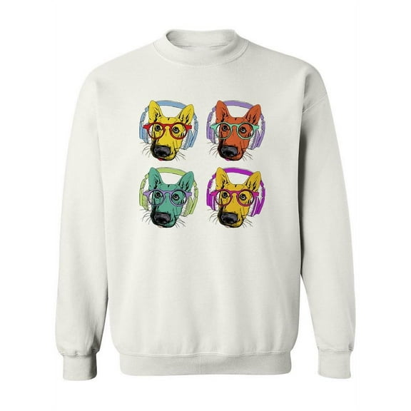 Pop Art Dog With Headphones Sweatshirt Women -Image by Shutterstock, Female XX-Large