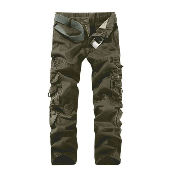 Pantalon De Travail Homme Men's Multi Pocket Washed Street Style Plain Casual Sports Overalls Men's Lounge Pants B 32
