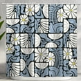 thumbnail image 2 of Boho Abstract Colorful Floral Shower Curtain, Vintage Retro Patchwork White Blue Flower Botanical Geometric Aesthetic Groovy Bathroom Decor Shower Curtain Set with 12 Hooks, 72X72in, 2 of 5