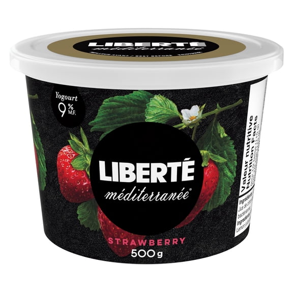 Yogourt Liberté Méditerranée 9 %, fraise, 500g
