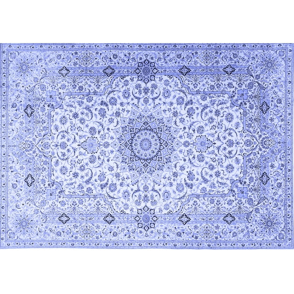 Ahgly Company Indoor Rectangle Medallion Blue Traditional Area Rugs, 6' x 9'