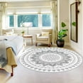 thumbnail image 3 of MJIAexp 5.3ft Mandala Boho Round Rug Circle Rug Non-Slip Machine Washable Area Rug Soft Bedroom Rug Throw Rug Vintage Carpet for Living Room Kitchen Dorm Coffee Table White, 3 of 8