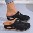 thumbnail image 5 of Rokment Orthopedic Arch Support Wedges Clogs Mules Dress Sandals for Women 2026 Summer Fashion Casual Comfortable Suede Closed Toe Orthotic Mid Heels Walking Dressy Slip on Slides Black Size 6, 5 of 6