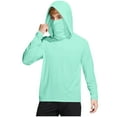 thumbnail image 3 of Kids Shirts for 4-15 Years Unisex Long Sleeve Hooded Solid Color T-Shirt Children's Summer Outdoor Breathable Sports Tops With Sun Protection Mask 50+ Sun Protection Tops For Kids Mint Green, 3 of 10