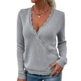 thumbnail image 4 of Suéter De Punto, Suéter Con Cuello En V Para Mujer, Color Sólido Para La Vida Diaria ANGGREK Otros, 4 of 6