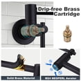 thumbnail image 2 of WOWOW Pot Filler Faucet Wall Mount, Folding Kitchen Faucet with Double Joint Swing Arm, Single Hole Stretchable Brass Faucet with 2 Handles, Black Pot Filler above Stove, 2 of 5