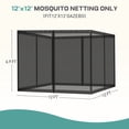 thumbnail image 5 of Aoodor Universal 12 x 12 ft. Gazebo Replacement Mosquito Netting Screen 4-Panel Sidewalls with Double Zipper for Patio Backyard Deck and Lawns (Only Netting), 5 of 9