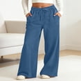 thumbnail image 2 of Little Girls High Waist Wide Leg Jeans Stretchy Drawstring Waistb Loose Straight Denim Pants With Pockets Trousers Clothes, 2 of 5