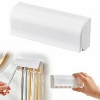 Storage Rack 1X Six-Head Toothbrush Holder Kitchen Essentials Linkidea Wallmount Toothbrush Holder with Cover for Shower Rv Cabinet Organizer Plastic Self Adhesive 6 Slots Hanger