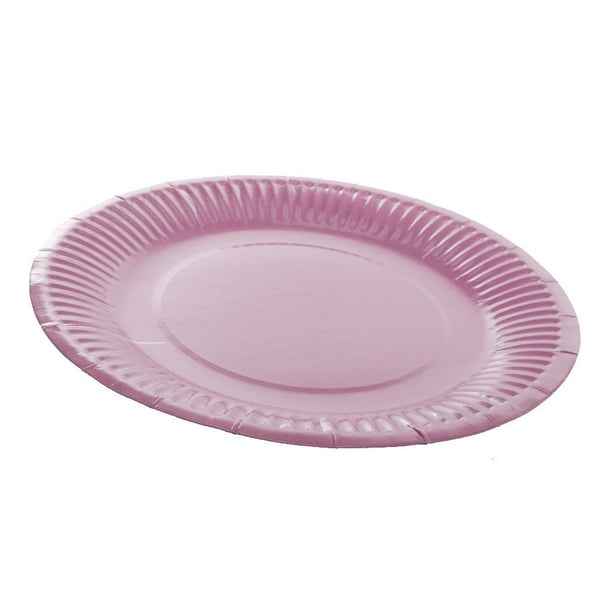 Platos de papel redondos desechables Vajilla lisa Boda Cumpleanos Blanco Rosado Sunnimix Plato de papel Walmart en linea