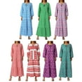 thumbnail image 4 of Robe Maxi Décontractée d'Été pour Femmes, Bohème à Fleurs, Col en V, Manches Courtes Bouffantes, Robe de Plage Longue Évasée, Bleu Ciel, M, 4 of 4