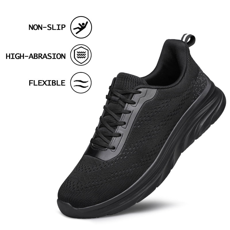 YHOON Men Walking Shoes Lightweight Breathable Running Tennis Sneakers Athletic Gym Workout Training Slip on Shoes All Black Size 11
