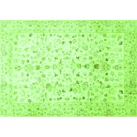 Ahgly Company Indoor Rectangle Oriental Green Traditional Area Rugs, 7' x 9'