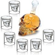 KissDate Set of 4 MINI Crystal Skull Shotglass,4PCS Skull Glass Cup,Double Layer Transparent Skull Pirate Shot Glasses Drink Cocktail Beer Cup,Wine Cup Mug 1.2oz,25ML