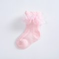 thumbnail image 4 of Esho Baby Girls Anti Slip Frilly Lace Socks, Toddler Girl Cotton Knee High Long Socks, 0-5T, 4 of 8