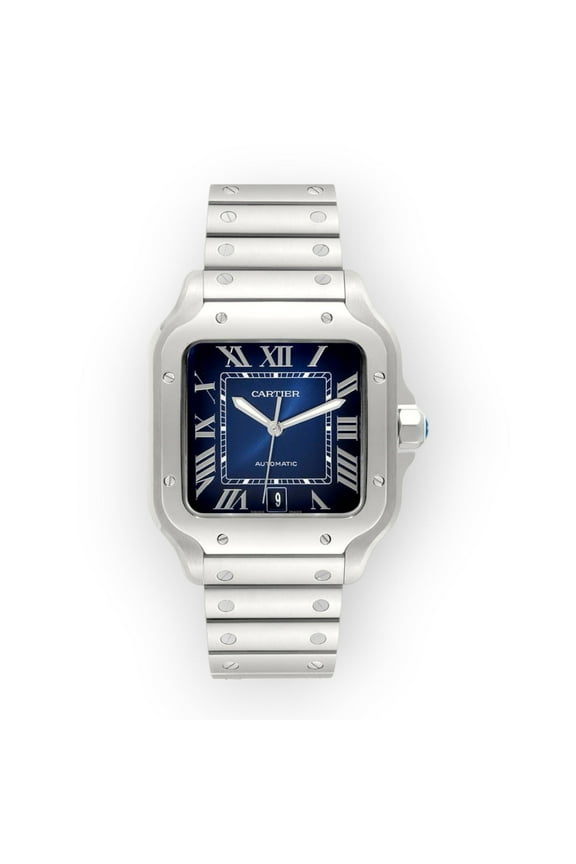 Pre-Owned Cartier Santos WSSA0030 40mm Blue Dial With Stainless Steel Bracelet