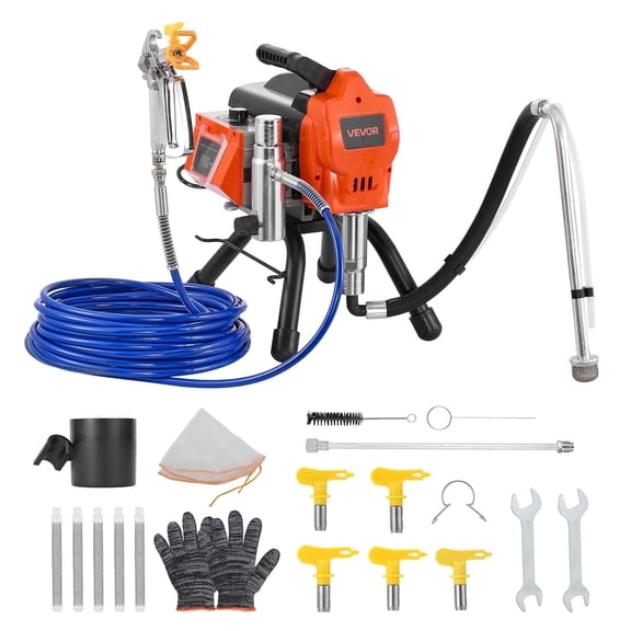 VEVOR Stand Airless Paint Sprayer, 1500W, 3300PSI High Pressure Airless Sprayer, Cleaning Brush, Hose, Extension Rod, Nozzles, Electric Spray Paint Machine