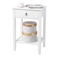 thumbnail image 4 of IVV 2-Tier Bedside Table with Drawer, Modern Nightstand for Bedroom, White Finish, Space-Saving End Desk (18.3"L x 14"W x 27.5"H), 4 of 11