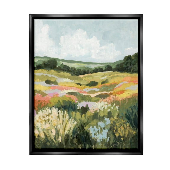 Stupell Industries Vast Meadow Landscape Landscape Painting Black Floater Framed Canvas Art Print Wall Art, 17 x 21