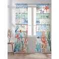 thumbnail image 2 of Summer Coastal Sheer Curtains 2 Panels Set, Ocean Coral Seaweed Window Sheer Curtains for Living Room/Bedroom, Wood Grain Light Filtering Rod Pocket Voile Drapes, 52" W x 84" L, 2 of 7