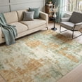 thumbnail image 3 of Toyoso Natural 9x12 Extra Large Area Rug - Sage Green & Gold Abstract Silicone Carpet, Earthy Watercolor Design, Washable Rug for Open Concept Floor Plans & Large Dining Rooms, 3 of 9