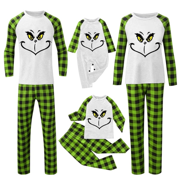 Pijamas navideños a juego Grinch - TKing Fashion 2024 Nuevos conjuntos de pijamas navideños familiares a juego Grinch, pijamas navideños navideños para parejas, adultos y niños, Mujer XL