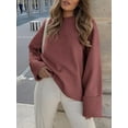 thumbnail image 2 of SMZ Women's Oversized Crewneck Long Sleeve Fuzzy Knit Casual Chunky Fall/Winter Pullover Sweaters, 2 of 8